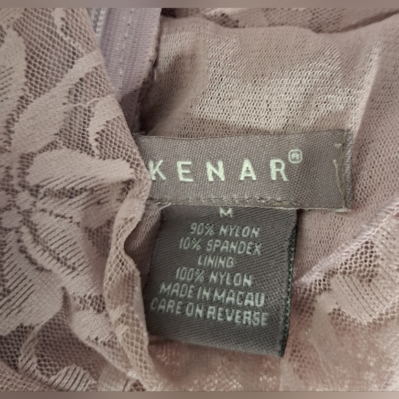 Kenar M Dusty Orchid Lace Top Body Lined Sheer Long Sleeve Hidden Zipper Back - Picture 4 of 5